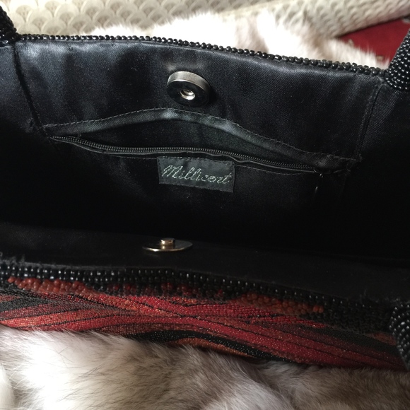 Millicent Handmade Red and Black Beaded Handbag